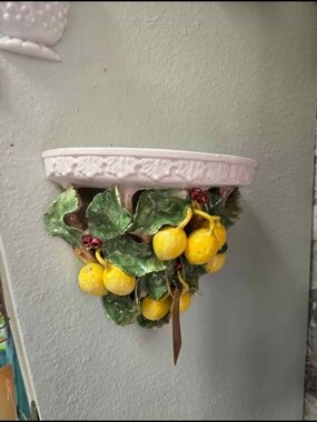 Decorative Lemon Wall Sconce Shelf - Yellow (Has A Few Chips)